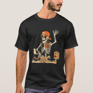 Lustiges Skelett-DJ-Halloween-Kostüm Musikliebhabe T-Shirt
