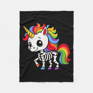 Lustiges Skelett Einhorn Liebhaber Halloween Kostü Fleecedecke