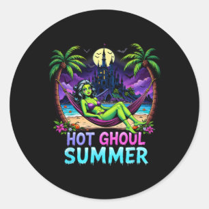 Lustiges Skelett-Eiscreme-Heißer-Ghoul-Sommer-Somm Runder Aufkleber