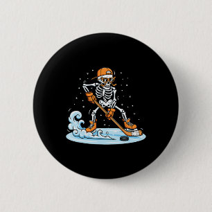 Lustiges Skelett-Eishockey-Halloween-Spooky-Spiele Button