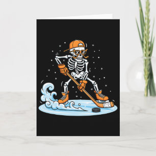 Lustiges Skelett-Eishockey-Halloween-Spooky-Spiele Karte