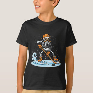 Lustiges Skelett-Eishockey-Halloween-Spooky-Spiele T-Shirt