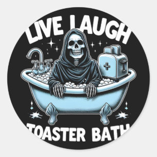 Lustiges Skelett Halloween Live Lachen Toaster Th Runder Aufkleber