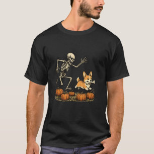 Lustiges Skelett jagt Corgi Halloween Hundemutter  T-Shirt