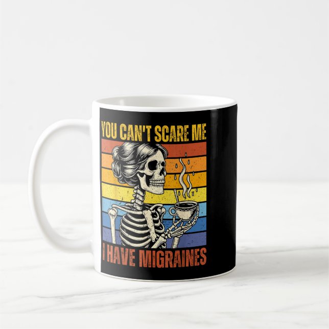 Lustiges Skelett Migräne-Bewusstsein Kopfschmerzen Kaffeetasse (Links)