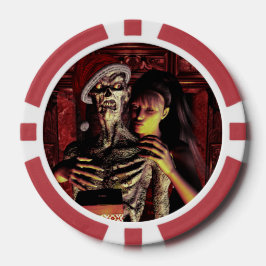 Lustiges Skelett mit Frau Pokerchips