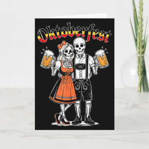 Lustiges Skelett-Paar Brezel-Bier-Party Erwachsene Karte
