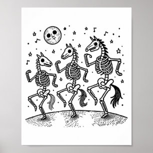 Lustiges Skelett-Pferd Tanz Halloween Pferdeliebha Poster