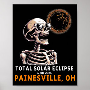 Lustiges Skelett Sonnenfinsternis Painesville Ohio Poster