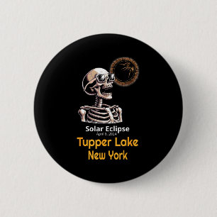 Lustiges Skelett Sonnenfinsternis Tupper Lake Button