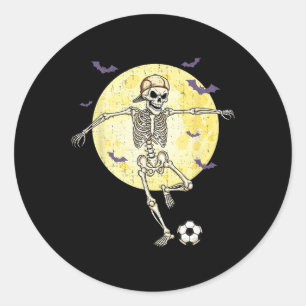 Lustiges Skelett spielt Fußball Lustiges Halloween Runder Aufkleber
