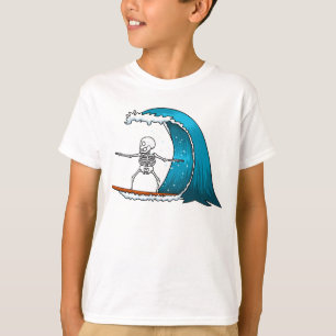 Lustiges Skelett surft T-Shirt