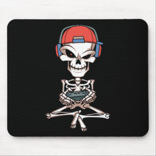 Lustiges Skelett-Totenkopf-Videospieler-Halloween- Mousepad