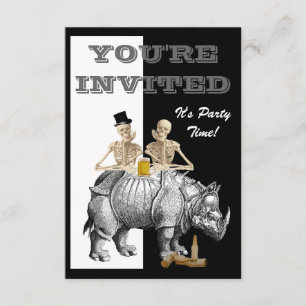 Lustiges Skelett und Nashorn Einladung