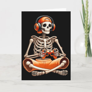 Lustiges Skelett-Videospiel-Halloween-Gaming-Gamer Karte