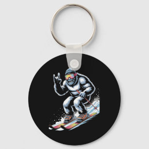 Lustiges Skifahren Bigfoot Ski Wintersport Snowboa Schlüsselanhänger