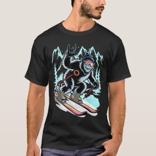 Lustiges Skifahren Bigfoot Skier Wintersport Snowb T-Shirt