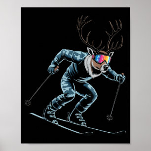 Lustiges Skifahren Rentier Ski Winter Srt Snowboar Poster