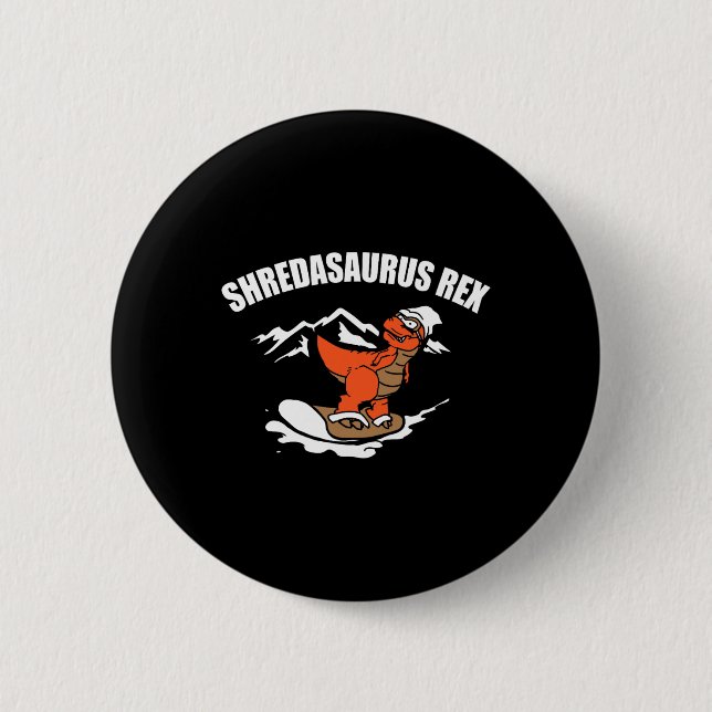 Lustiges Snowboard-Dinosaurier-Geschenk für Kinder Button (Vorderseite)