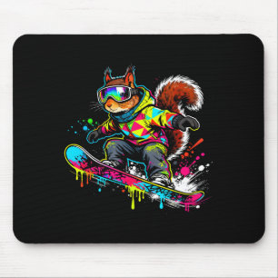Lustiges Snowboard-Eichhörnchen-Outfit Reittier Ha Mousepad