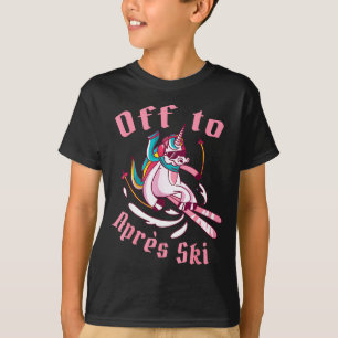 Lustiges Snowboard Skifahren Einhorn auf dem Weg z T-Shirt