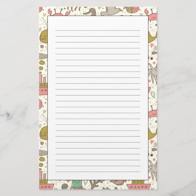 Lustiges Sommer-Muster mit Schiffen Briefpapier (Vorderseite)