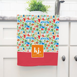 Lustiges Sommer Stylisches Monogramm Küchentuch