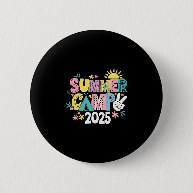 Lustiges Sommercamp 2025 Sommerferien Matching Fa Button (Vorderseite)