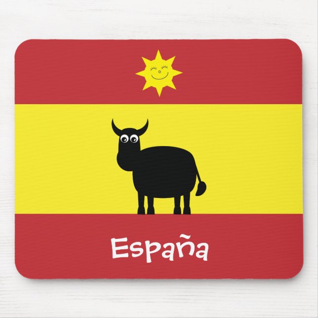Lustiges Spanisch Stier u. Flagge Sun España Mousepad (Vorne)