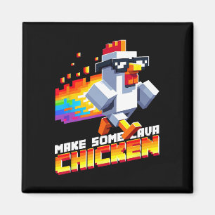 Lustiges Spiel Humor Meme Mach Hühner-Pixelart  Magnet