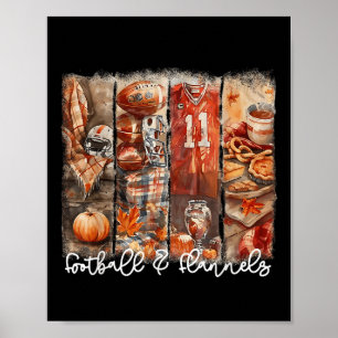 Lustiges Spieltags-Football & Flanell Herbstge Poster