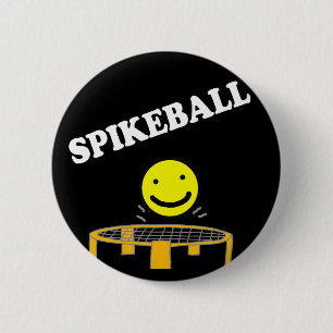 Lustiges Spikeball Netz mit Lächeln-Gesichts-Kuns Button