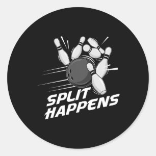 Lustiges Split Happens Bowling-Team Bowling-Mannsc Runder Aufkleber