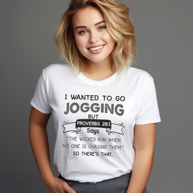 Lustiges Sprichwörter 28:1 Jogging-Shirt – Christl T-Shirt (Funny Proverbs 28:1 Jogging Shirt – Christian Humor)