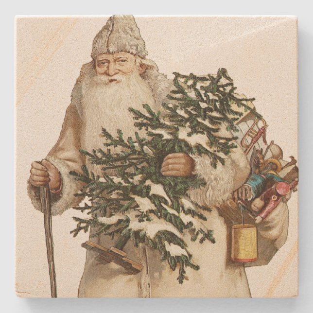 Lustiges St.-Nick mit Weihnachtsbaum Steinuntersetzer (Vorderseite)