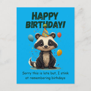 Lustiges Stinktier Verspäteter Geburtstag Postkarte