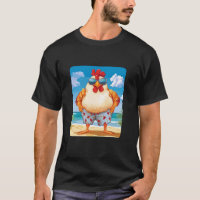 Lustiges Strandhuhn mit Sonnenbrille und Badeanzug