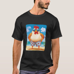 Lustiges Strandhuhn mit Sonnenbrille und Badeanzug T-Shirt