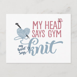 Lustiges Strick- oder Fitnessdilemma für Stricker Postkarte