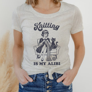Lustiges Stricken ist mein Alibi Retro Schwarze Ka Tri-Blend Shirt