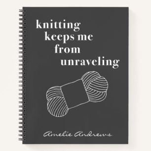 Lustiges Strickzitat Personalisiert Schwarz und We Notizbuch
