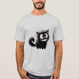 Lustiges struppiges schwarzes Katzengrinsen  ✨🐾🖤 T-Shirt