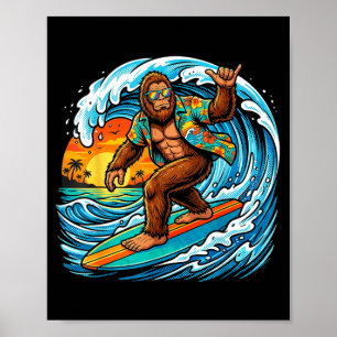 Lustiges Surfen Hawaii Sommer Strand Surf-Welle Poster