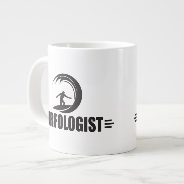 Lustiges Surfen Jumbo-Tasse (Vorderseite Links)
