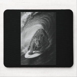 Lustiges Surfen Leopard Selfie Auf Surfboard Safar Mousepad