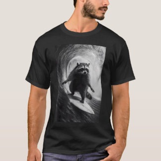 Lustiges Surfen Waschbär Selfie Auf Surfboard Stra T-Shirt