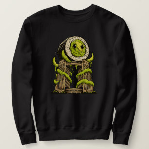 Lustiges Sushi-Monster Kaiju Stadtangriff Design Sweatshirt