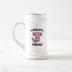 Lustiges süßes Axolotl-Squad-Party einstellbar bla Bierglas