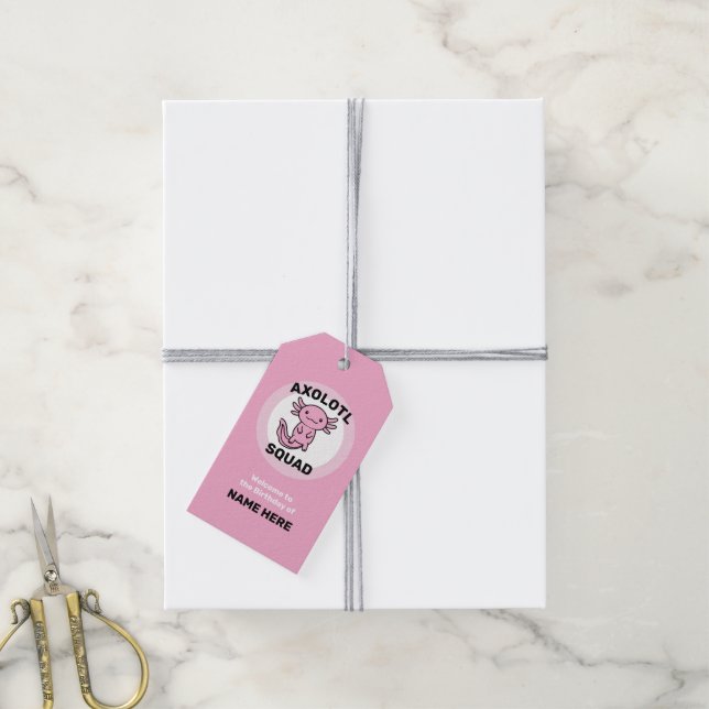 Lustiges süßes Axolotl-Team benutzerdefiniert edit Geschenkanhänger (Mit Garn)