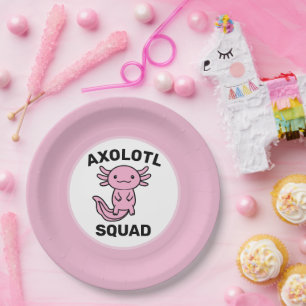 Lustiges süßes Axolotl-Team benutzerdefiniert edit Pappteller